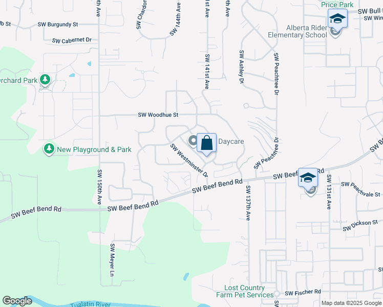 map of restaurants, bars, coffee shops, grocery stores, and more near 15915 Southwest Hampshire Terrace in Tigard
