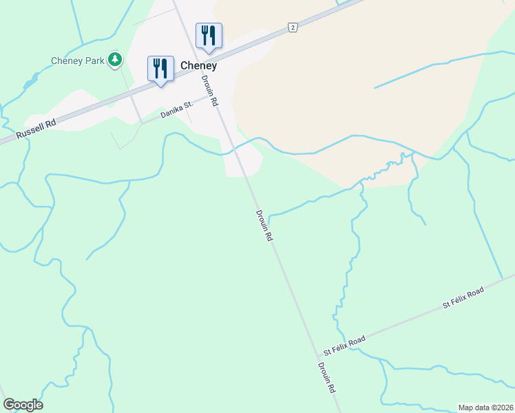 map of restaurants, bars, coffee shops, grocery stores, and more near Drouin Road in Clarence-Rockland