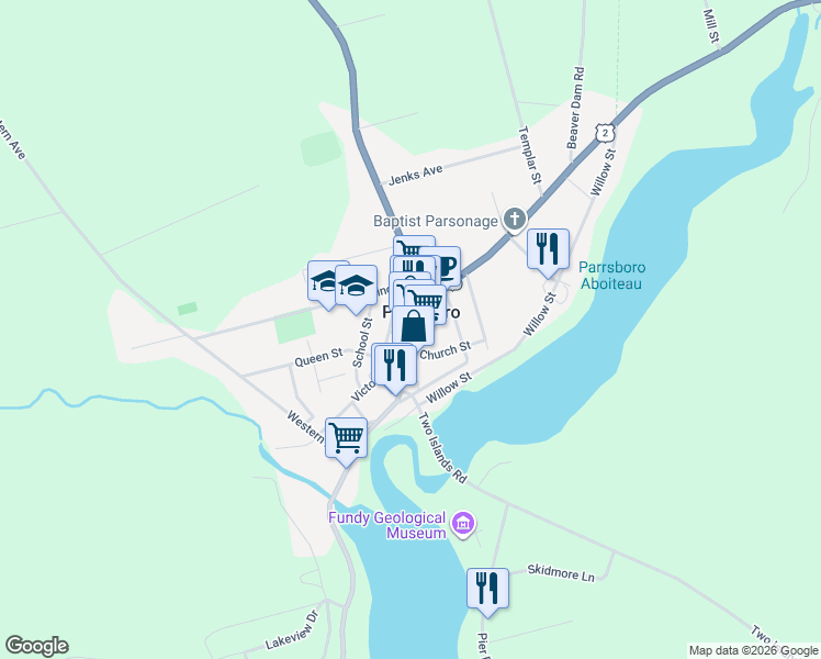map of restaurants, bars, coffee shops, grocery stores, and more near in Parrsboro