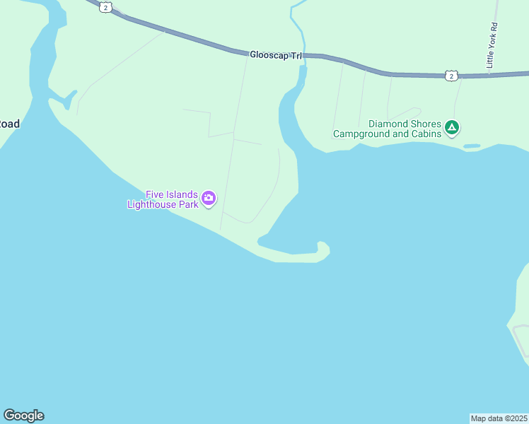 map of restaurants, bars, coffee shops, grocery stores, and more near 44 North River Lane in Lower Five Islands