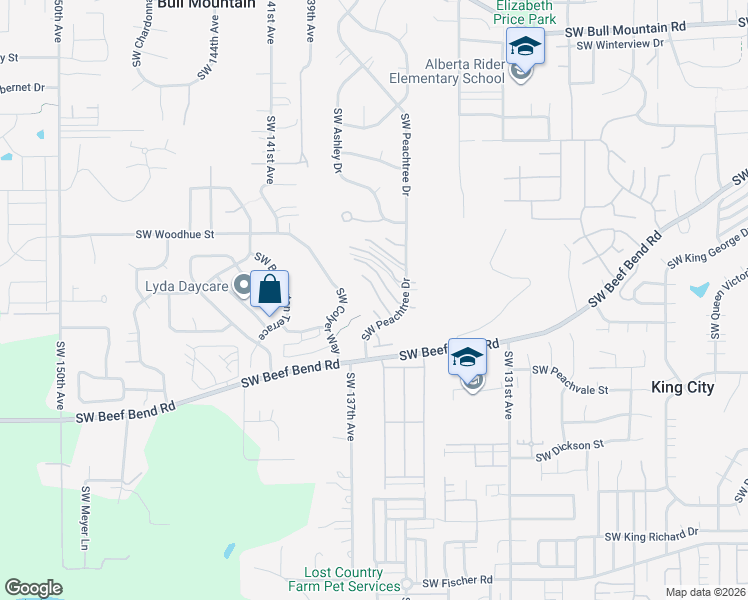 map of restaurants, bars, coffee shops, grocery stores, and more near 15870 Southwest Colyer Way in Tigard