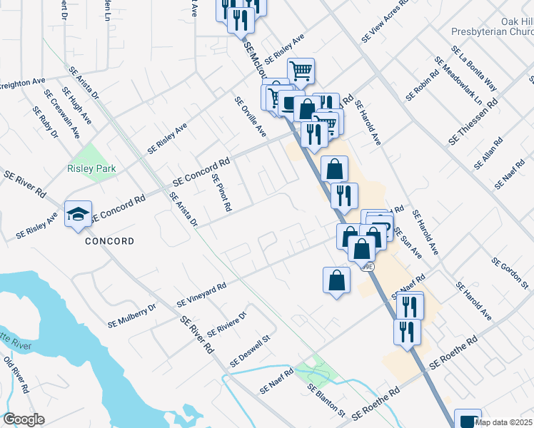 map of restaurants, bars, coffee shops, grocery stores, and more near 3310 Southeast Westview Avenue in Milwaukie