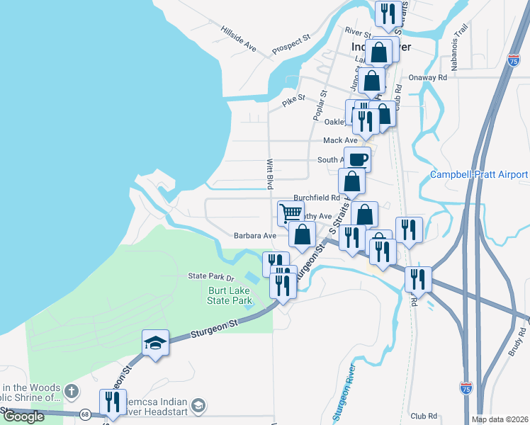 map of restaurants, bars, coffee shops, grocery stores, and more near 3952 Witt Boulevard in Indian River