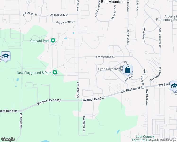 map of restaurants, bars, coffee shops, grocery stores, and more near 14798 Southwest Huntwood Court in Tigard