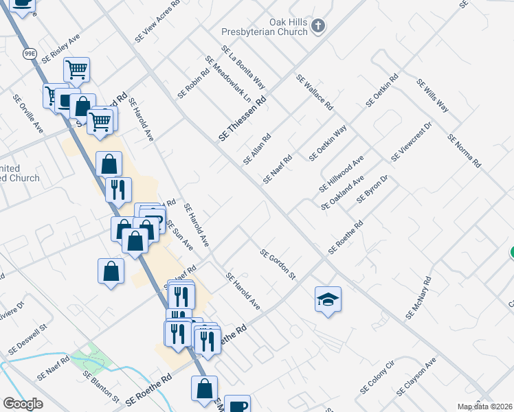 map of restaurants, bars, coffee shops, grocery stores, and more near 4777 Southeast Whipple Avenue in Milwaukie