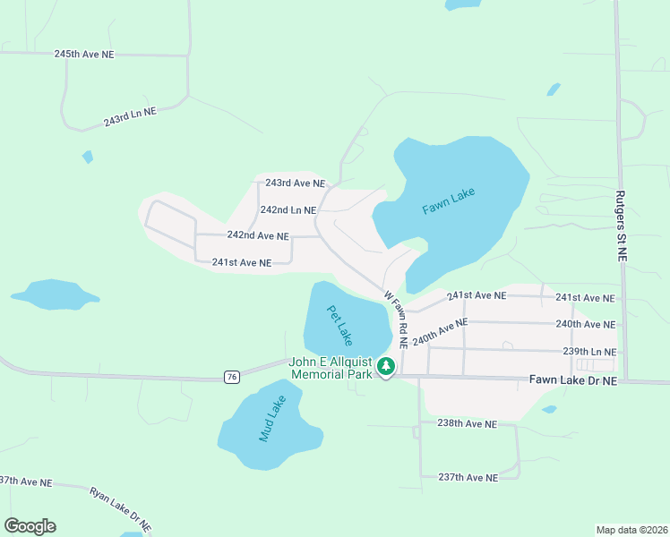 map of restaurants, bars, coffee shops, grocery stores, and more near 24130 West Fawn Lake Road Northeast in Stacy
