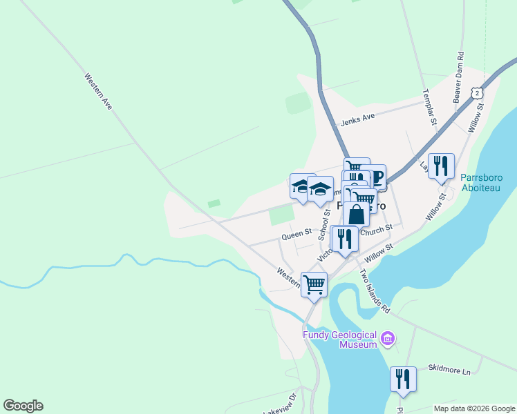 map of restaurants, bars, coffee shops, grocery stores, and more near 189 King Street in Parrsboro