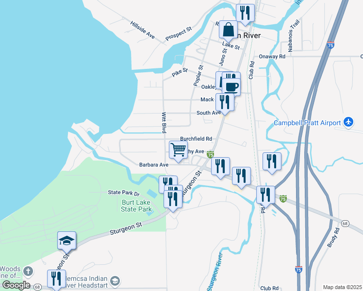 map of restaurants, bars, coffee shops, grocery stores, and more near 6406 Barbara Avenue in Indian River