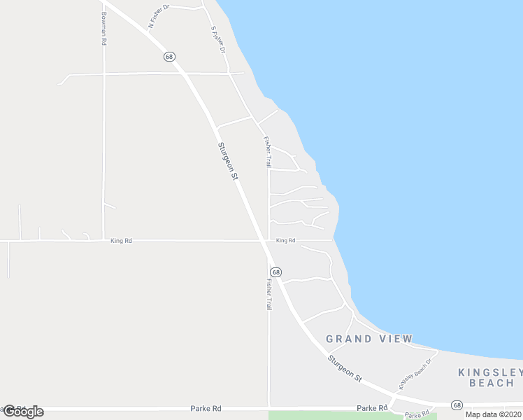 map of restaurants, bars, coffee shops, grocery stores, and more near 9090 Michigan 68 in Alanson