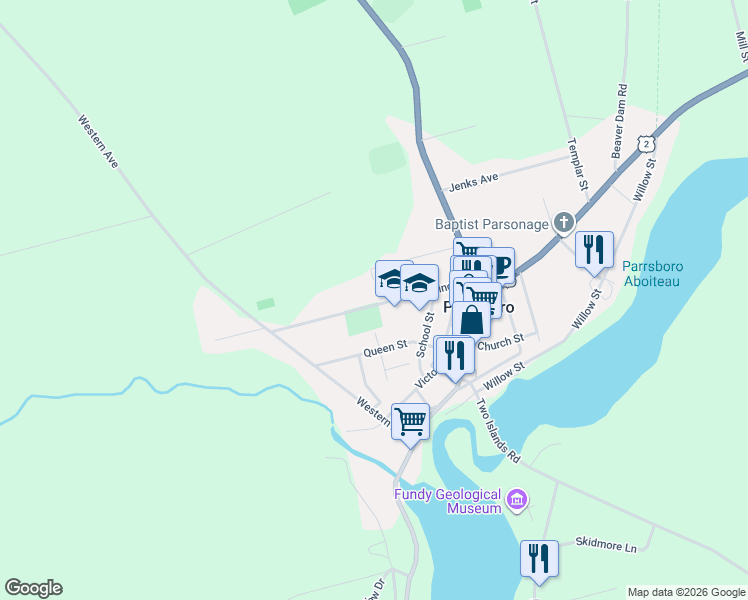 map of restaurants, bars, coffee shops, grocery stores, and more near 135 Smith Avenue in Parrsboro