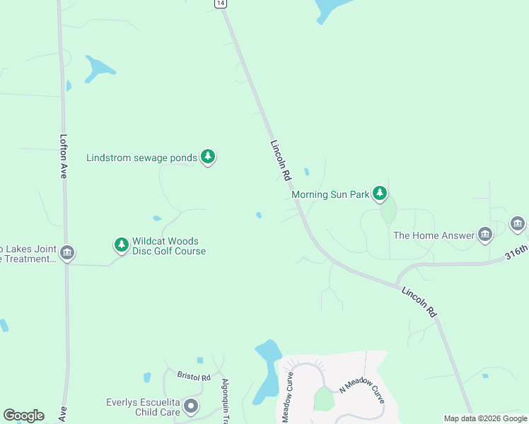 map of restaurants, bars, coffee shops, grocery stores, and more near 31760 Lincoln Road in Lindstrom