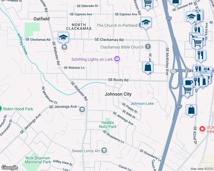 map of restaurants, bars, coffee shops, grocery stores, and more near in Oatfield