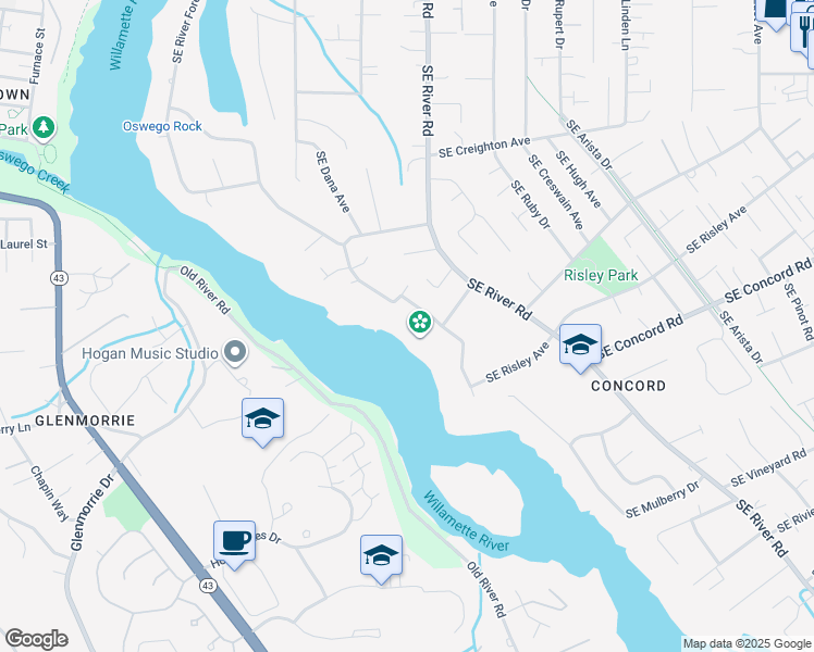 map of restaurants, bars, coffee shops, grocery stores, and more near 16169 Southeast River Forest Place in Milwaukie