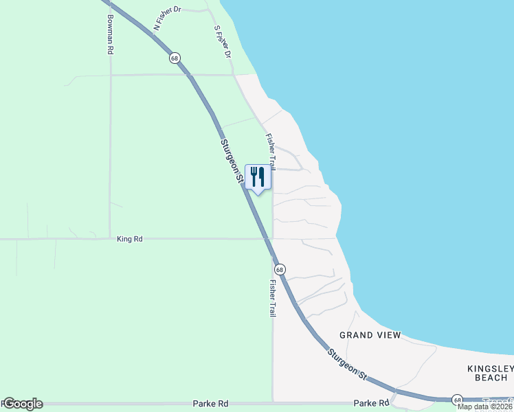 map of restaurants, bars, coffee shops, grocery stores, and more near 9090 Michigan 68 in Alanson