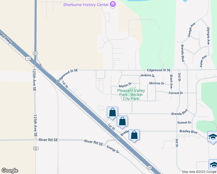 map of restaurants, bars, coffee shops, grocery stores, and more near 11254 Laura Circle in Becker