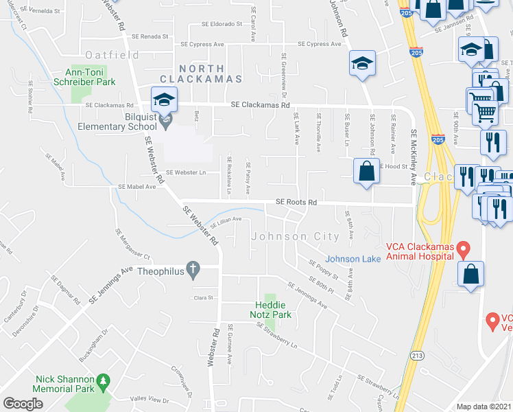 map of restaurants, bars, coffee shops, grocery stores, and more near in Oatfield