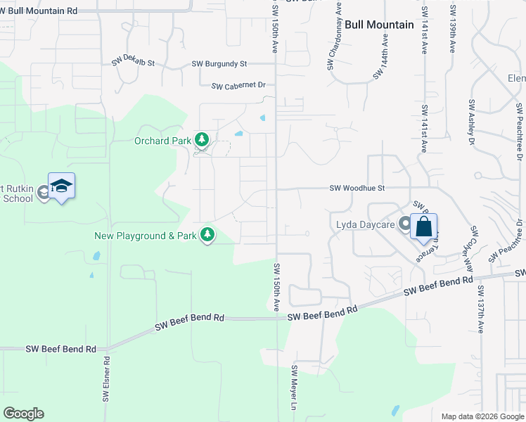 map of restaurants, bars, coffee shops, grocery stores, and more near 15765 Southwest 150th Avenue in Tigard