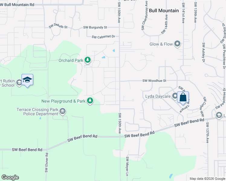 map of restaurants, bars, coffee shops, grocery stores, and more near 15765 Southwest 150th Avenue in Tigard