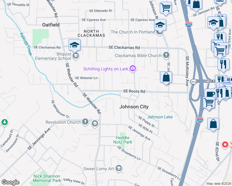 map of restaurants, bars, coffee shops, grocery stores, and more near in Oatfield