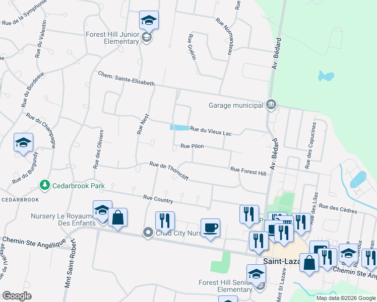 map of restaurants, bars, coffee shops, grocery stores, and more near 2152 Rue des Châtelets in Saint-Lazare