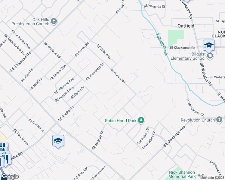 map of restaurants, bars, coffee shops, grocery stores, and more near 5834 Southeast Tranquil Court in Milwaukie