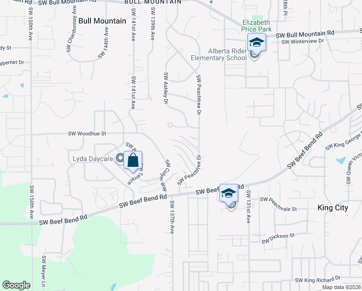 map of restaurants, bars, coffee shops, grocery stores, and more near 13720 Southwest Mapleview Lane in Tigard