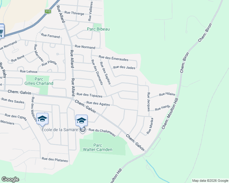 map of restaurants, bars, coffee shops, grocery stores, and more near 3065 Rue des Topazes in Sherbrooke
