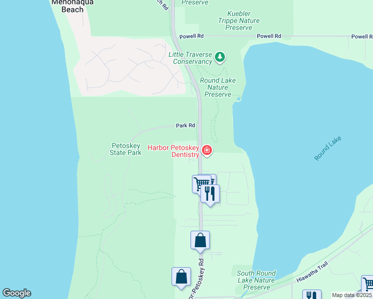 map of restaurants, bars, coffee shops, grocery stores, and more near 2461 Harbor-Petoskey Road in Petoskey