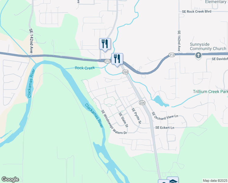 map of restaurants, bars, coffee shops, grocery stores, and more near Southeast Shale Drive in Damascus