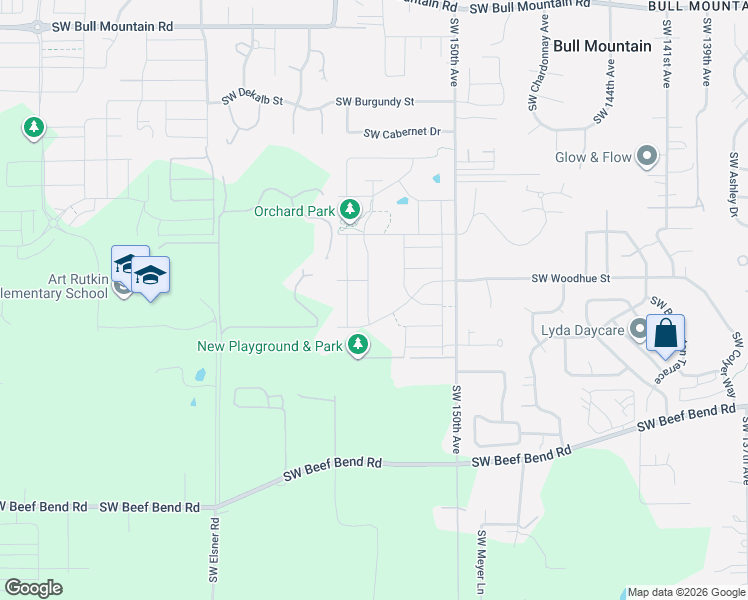 map of restaurants, bars, coffee shops, grocery stores, and more near 15638 Southwest Missouri Avenue in Tigard
