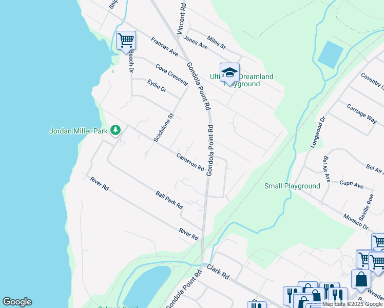 map of restaurants, bars, coffee shops, grocery stores, and more near 6 Cameron Road in Rothesay