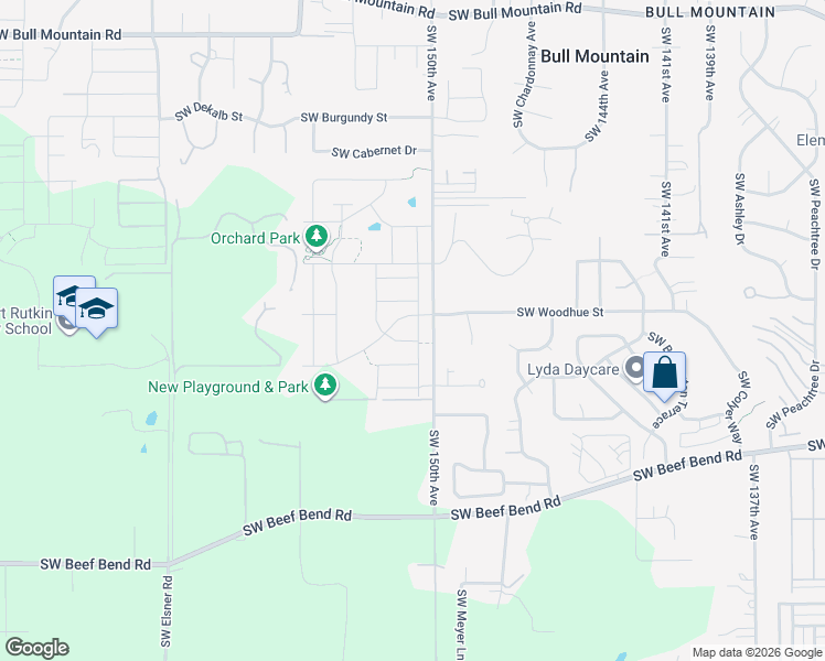 map of restaurants, bars, coffee shops, grocery stores, and more near 15765 Southwest 150th Avenue in Tigard