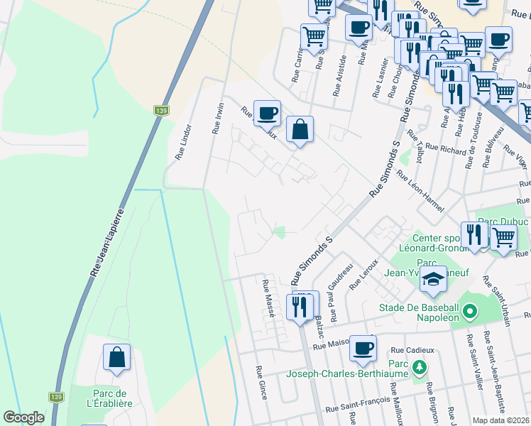 map of restaurants, bars, coffee shops, grocery stores, and more near 81 Rue Godue in Granby