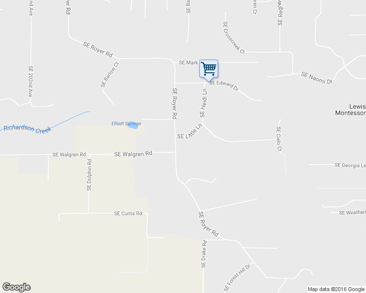 map of restaurants, bars, coffee shops, grocery stores, and more near 15900 Southeast Royer Road in Damascus
