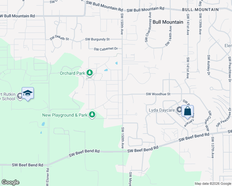 map of restaurants, bars, coffee shops, grocery stores, and more near 15104 Southwest Deepbrook Lane in Portland