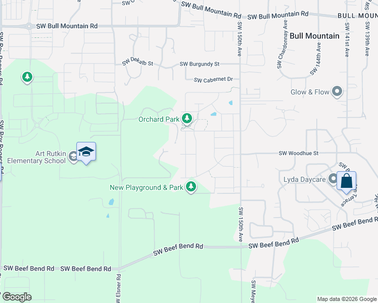 map of restaurants, bars, coffee shops, grocery stores, and more near 15512 Southwest Everglade Avenue in Tigard