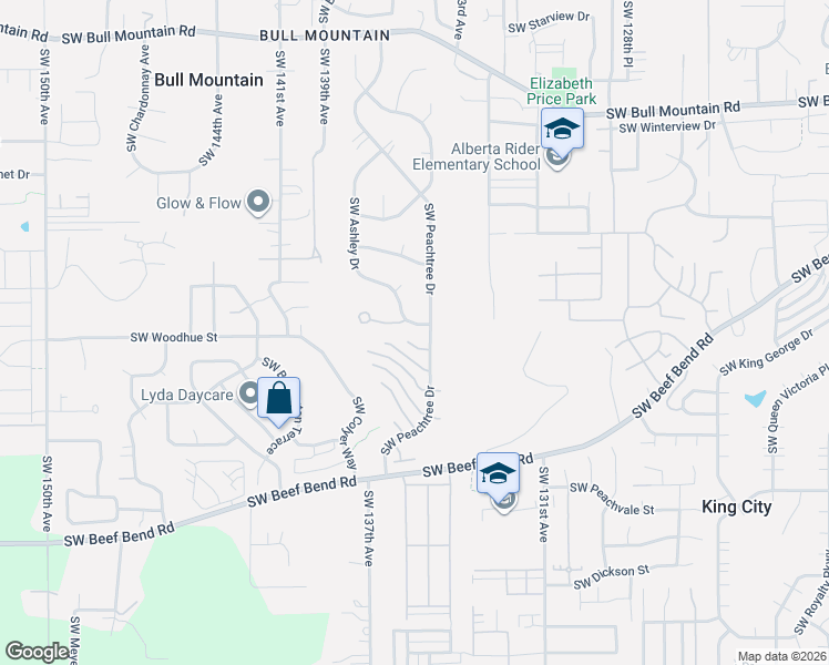map of restaurants, bars, coffee shops, grocery stores, and more near 15475 Southwest Ashley Drive in Tigard