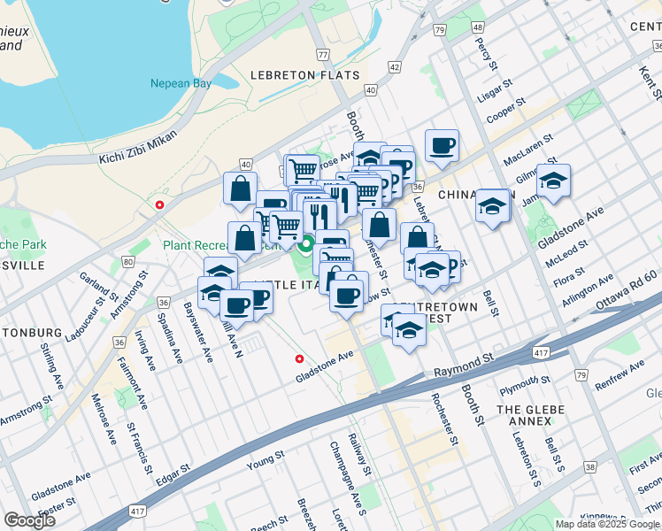 map of restaurants, bars, coffee shops, grocery stores, and more near 141 Preston Street in Ottawa