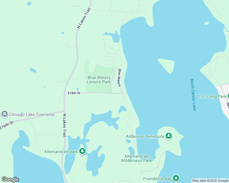 map of restaurants, bars, coffee shops, grocery stores, and more near 13100 318th Street in Lindstrom