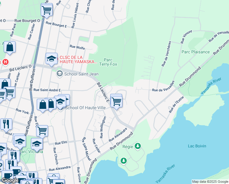 map of restaurants, bars, coffee shops, grocery stores, and more near 275 Rue Dozois in Granby