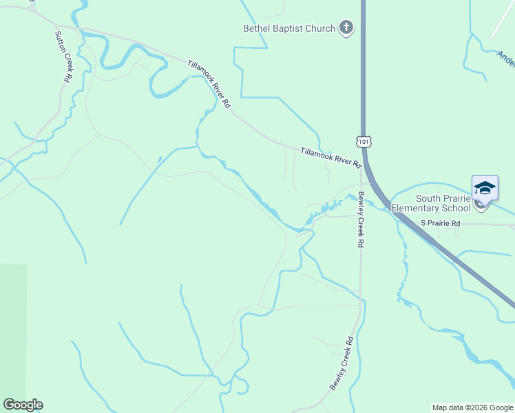map of restaurants, bars, coffee shops, grocery stores, and more near 6500 Weber Road in Tillamook