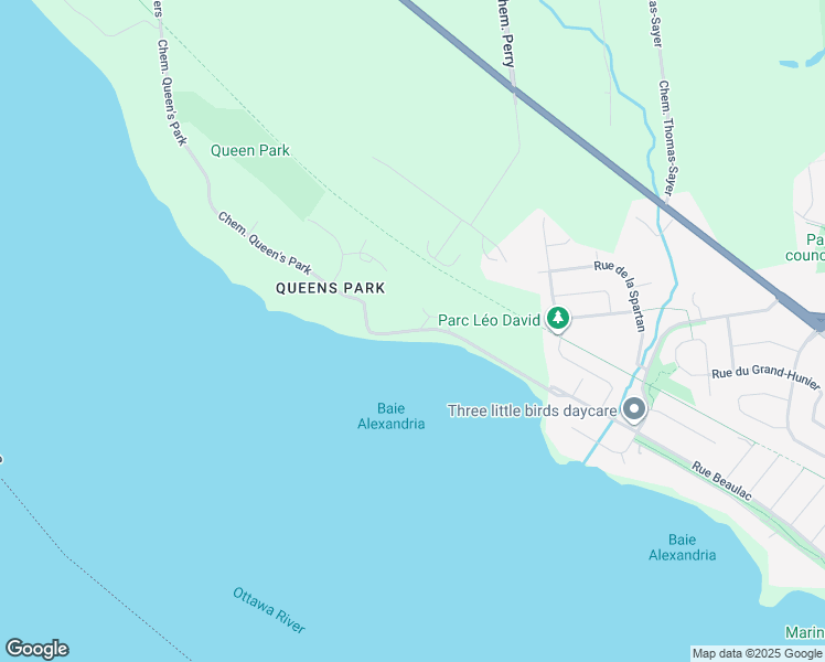 map of restaurants, bars, coffee shops, grocery stores, and more near 389 Chemin Queen's Park in Gatineau