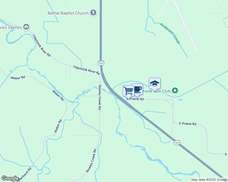 map of restaurants, bars, coffee shops, grocery stores, and more near 5005 U.S. 101 South in Tillamook