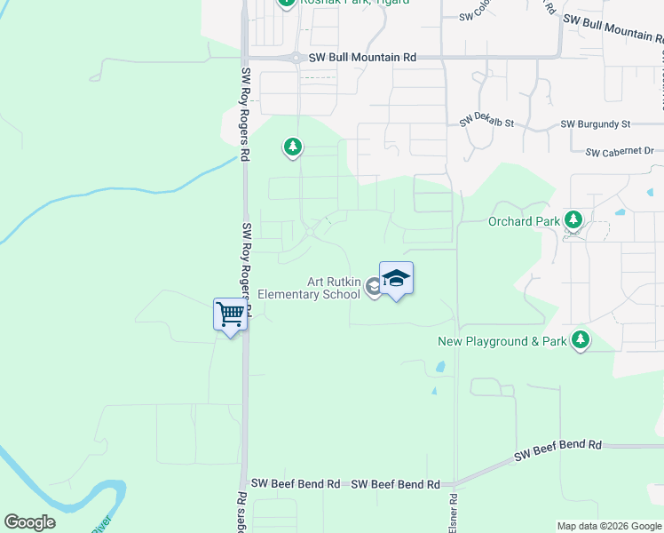 map of restaurants, bars, coffee shops, grocery stores, and more near 16662 Southwest Noosa Court in Sherwood