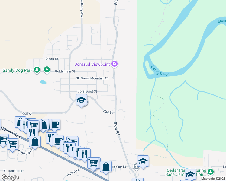 map of restaurants, bars, coffee shops, grocery stores, and more near 15968 Dreamcatcher Avenue in Sandy