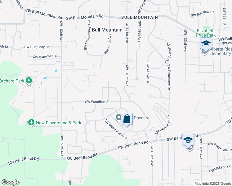 map of restaurants, bars, coffee shops, grocery stores, and more near 14175 Southwest Tewkesbury Drive in Tigard