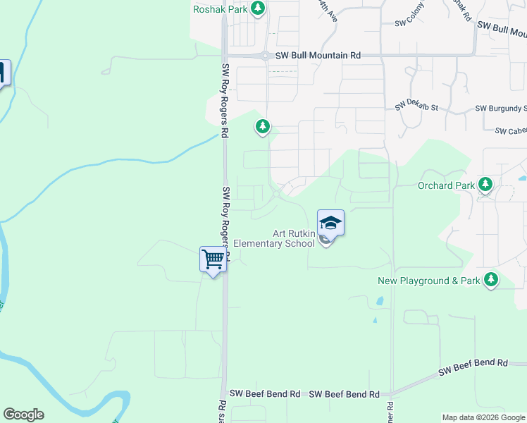map of restaurants, bars, coffee shops, grocery stores, and more near 16754 Southwest Perth Road in Sherwood