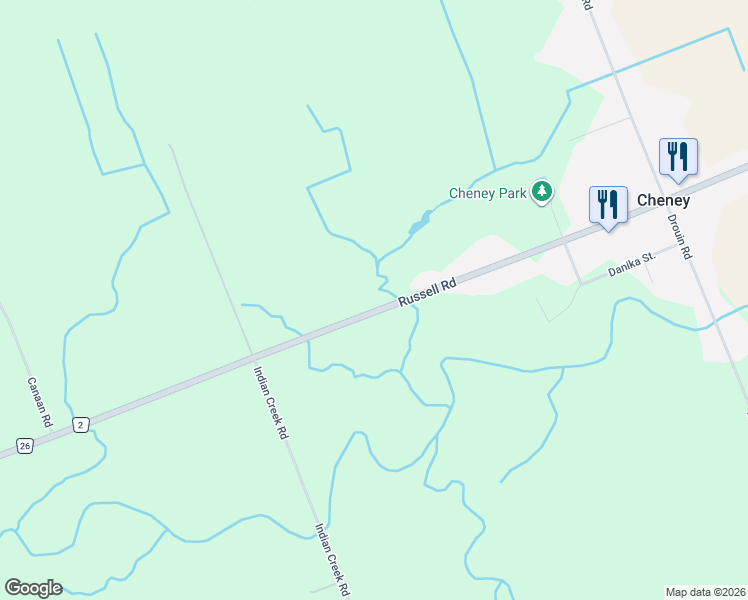 map of restaurants, bars, coffee shops, grocery stores, and more near 353 Russell Road in Clarence-Rockland
