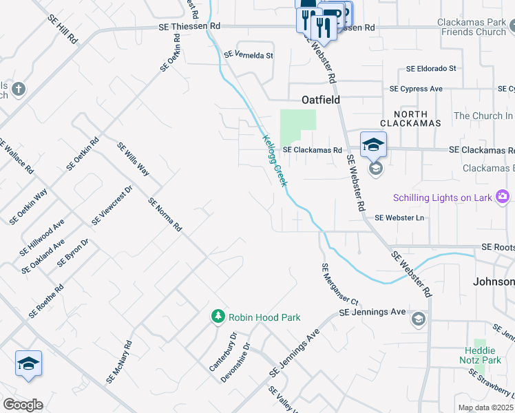 map of restaurants, bars, coffee shops, grocery stores, and more near 6576 Southeast Mabel Avenue in Milwaukie