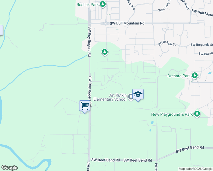 map of restaurants, bars, coffee shops, grocery stores, and more near 15688 Southwest Roy Rogers Road in Sherwood